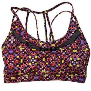 Victoria's Secret Sport Bra-Bright Multi Color Pattern-Strappy Back Size Large